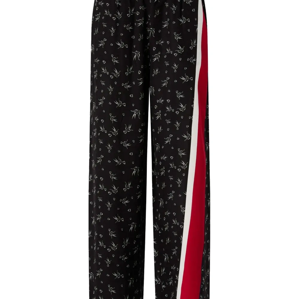 Брюки с цветочным принтом и лампасами