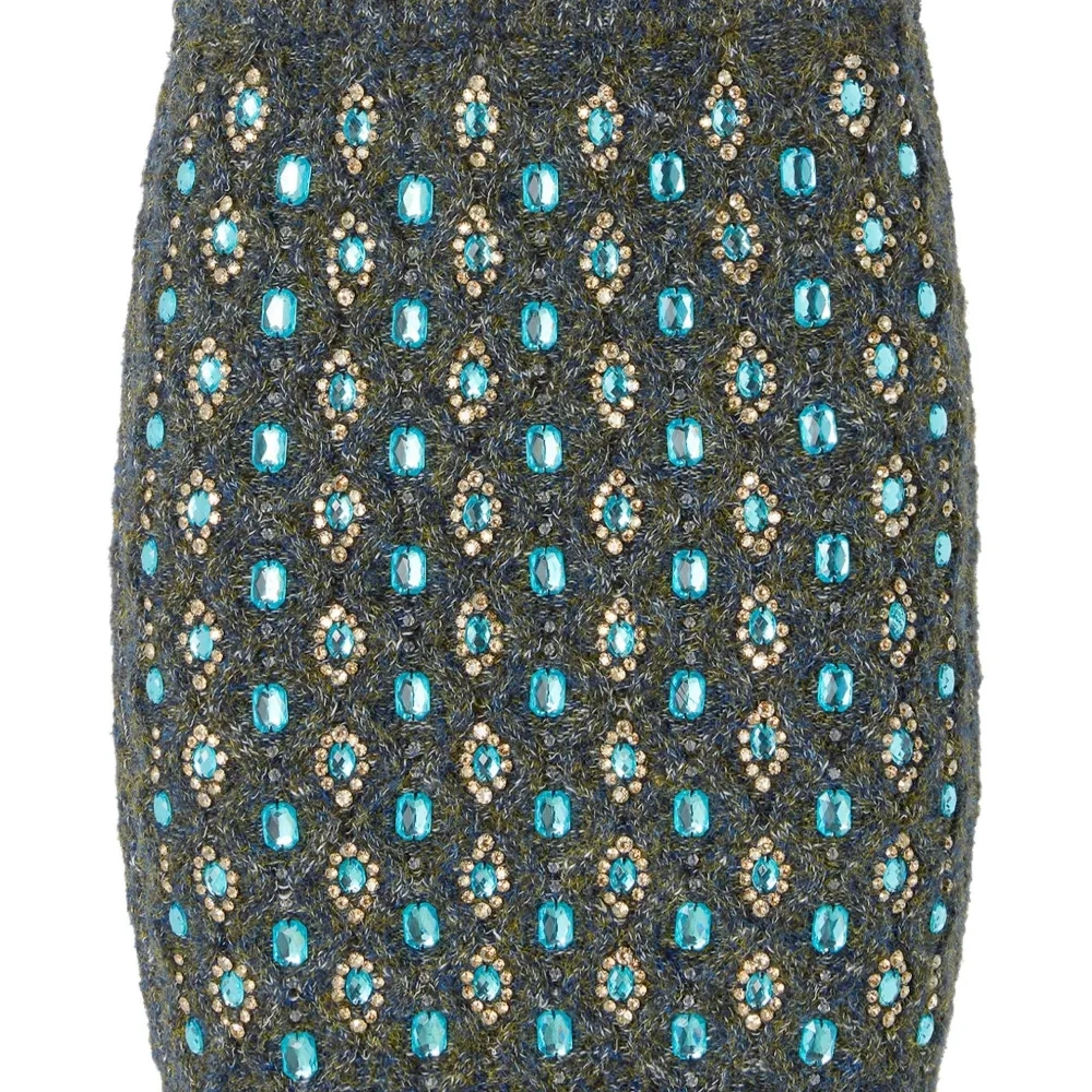 Декорированная юбка мини фактурной вязки