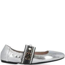 Балетки с пряжкой, украшенной жемчугом