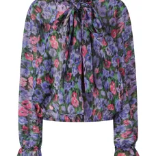 Блузка с завязками и цветочным принтом Блузка с завязками и цветочным принтом
