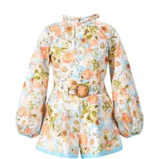 Комбинезон с длинными рукавами и цветочным принтом Комбинезон с длинными рукавами и цветочным принтом