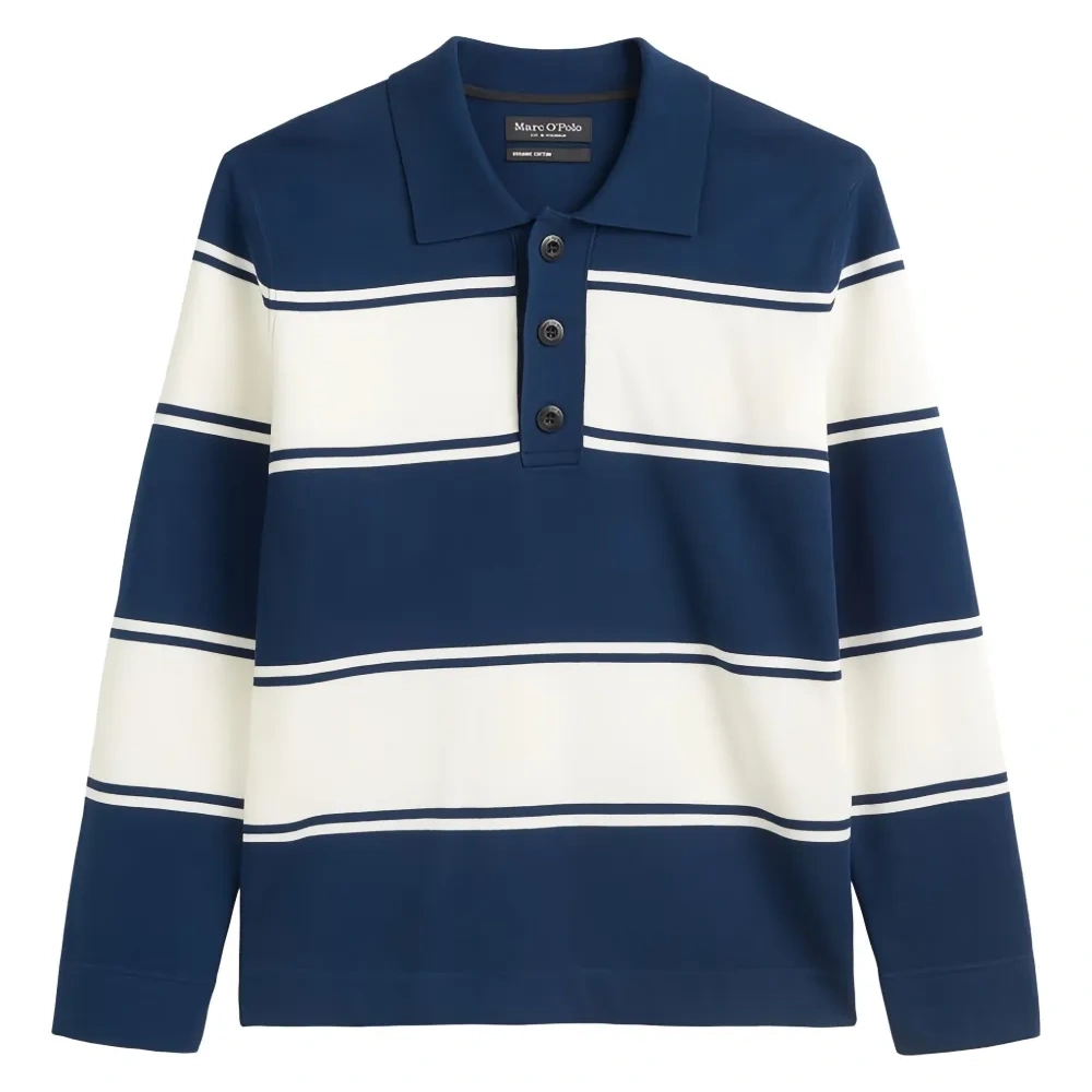 полосатая рубашка поло с длинными рукавами