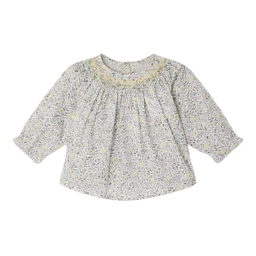 Топ со сборками и цветочным принтом