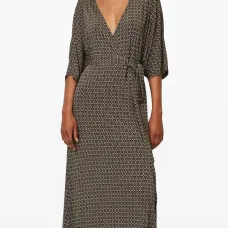 платье миди с поясом и цветочным принтом