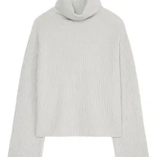 джемпер в рубчик с высоким воротником