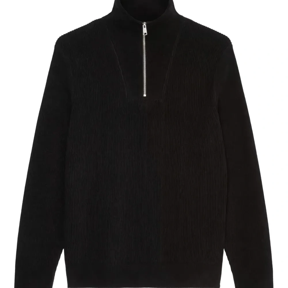 свитер в рубчик с воротником на молнии