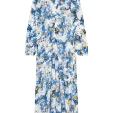 платье с длинными рукавами и цветочным принтом