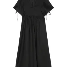 платье миди с короткими рукавами и завязками