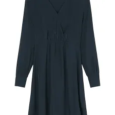 платье с V-образным вырезом и длинными рукавами