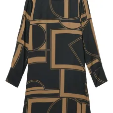 платье мини с длинными рукавами и геометричным принтом