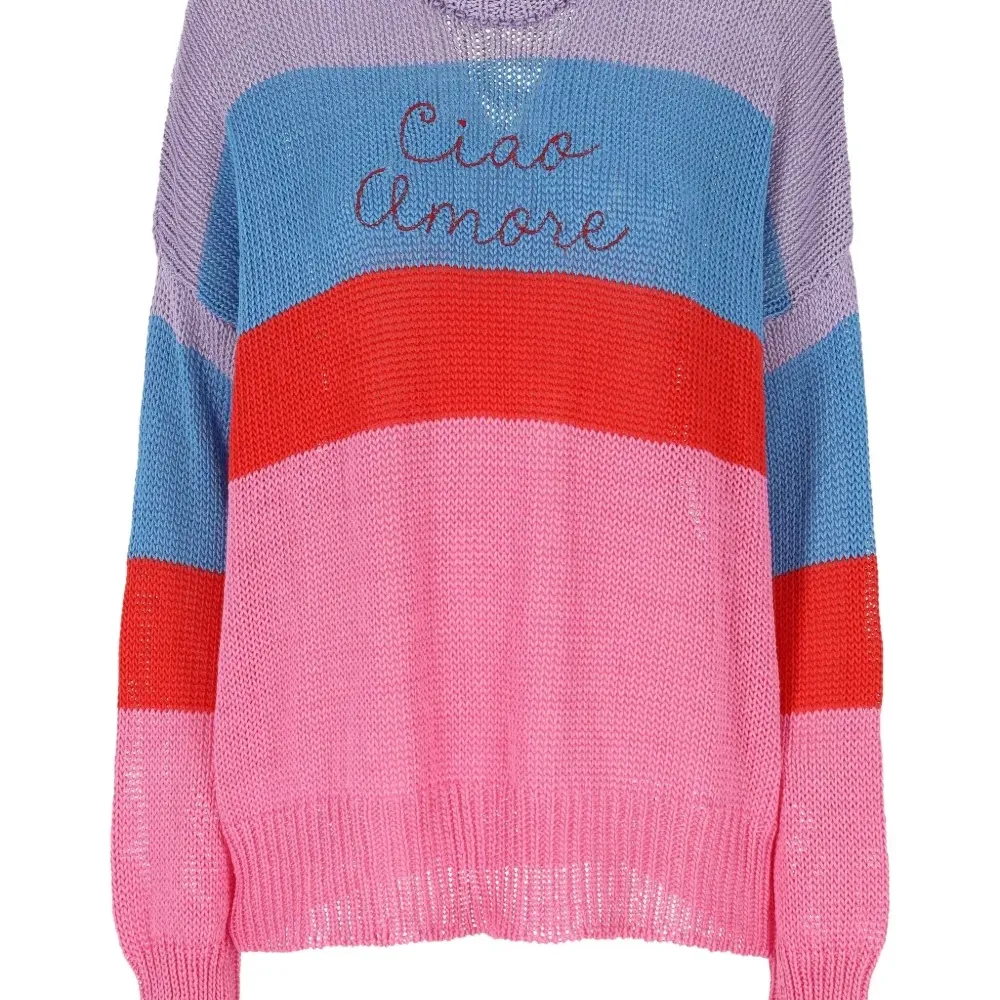 Свитер с отделкой в полоску