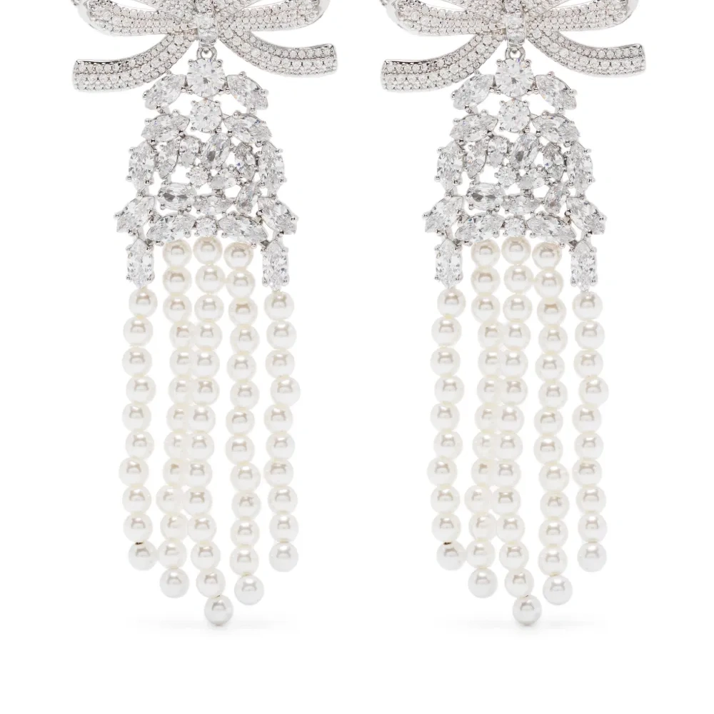 серьги с кристаллами и жемчугом