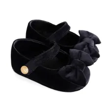 бархатные балетки с бантом