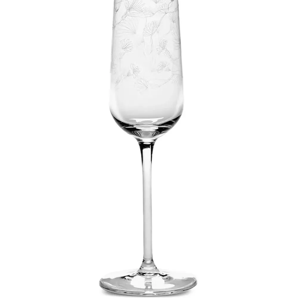 Бокал для шампанского с гравировкой в виде цветов
