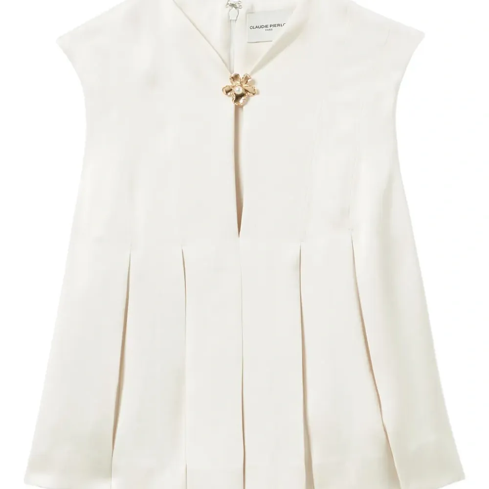 Плиссированный топ с цветочным декором