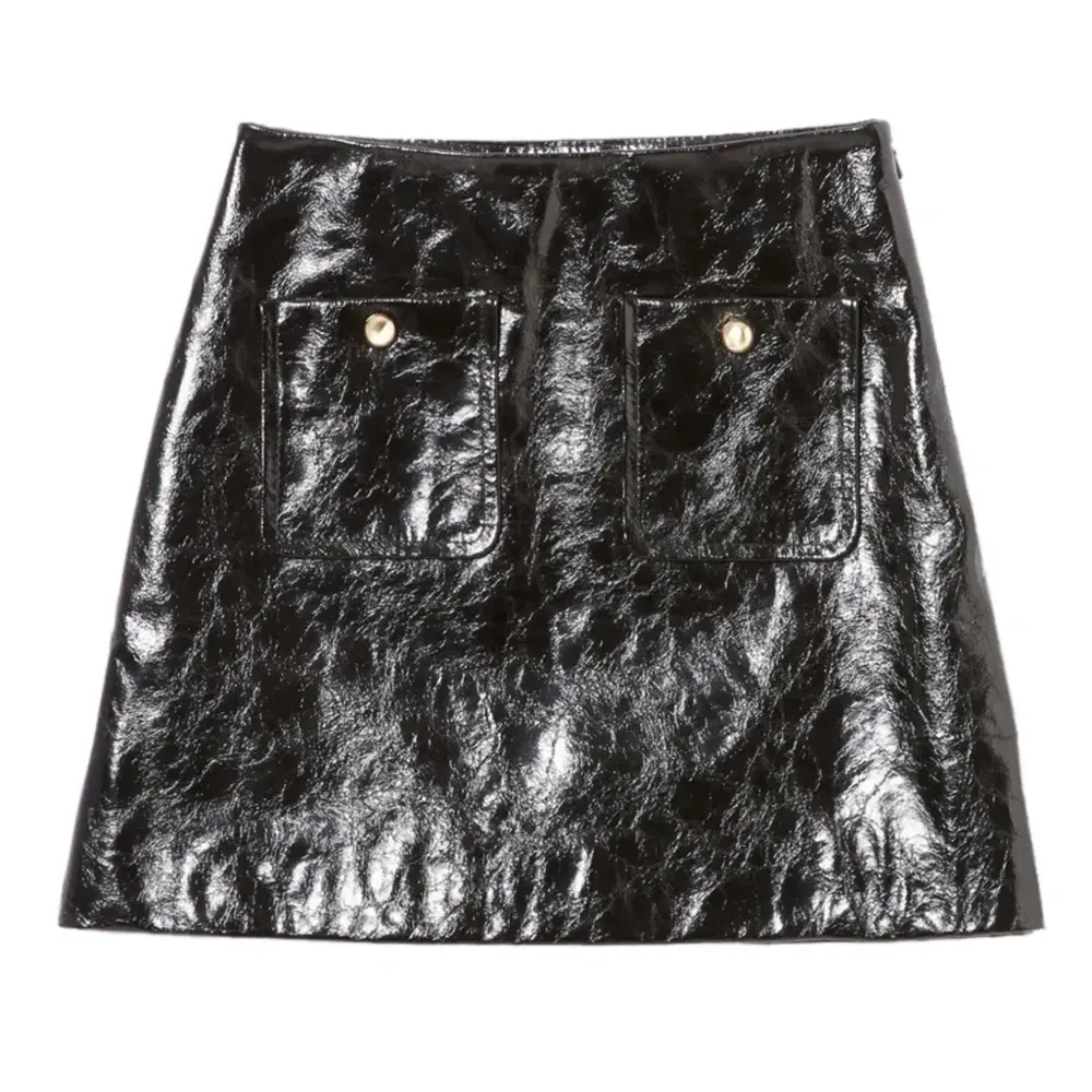 Кожаная юбка с карманом