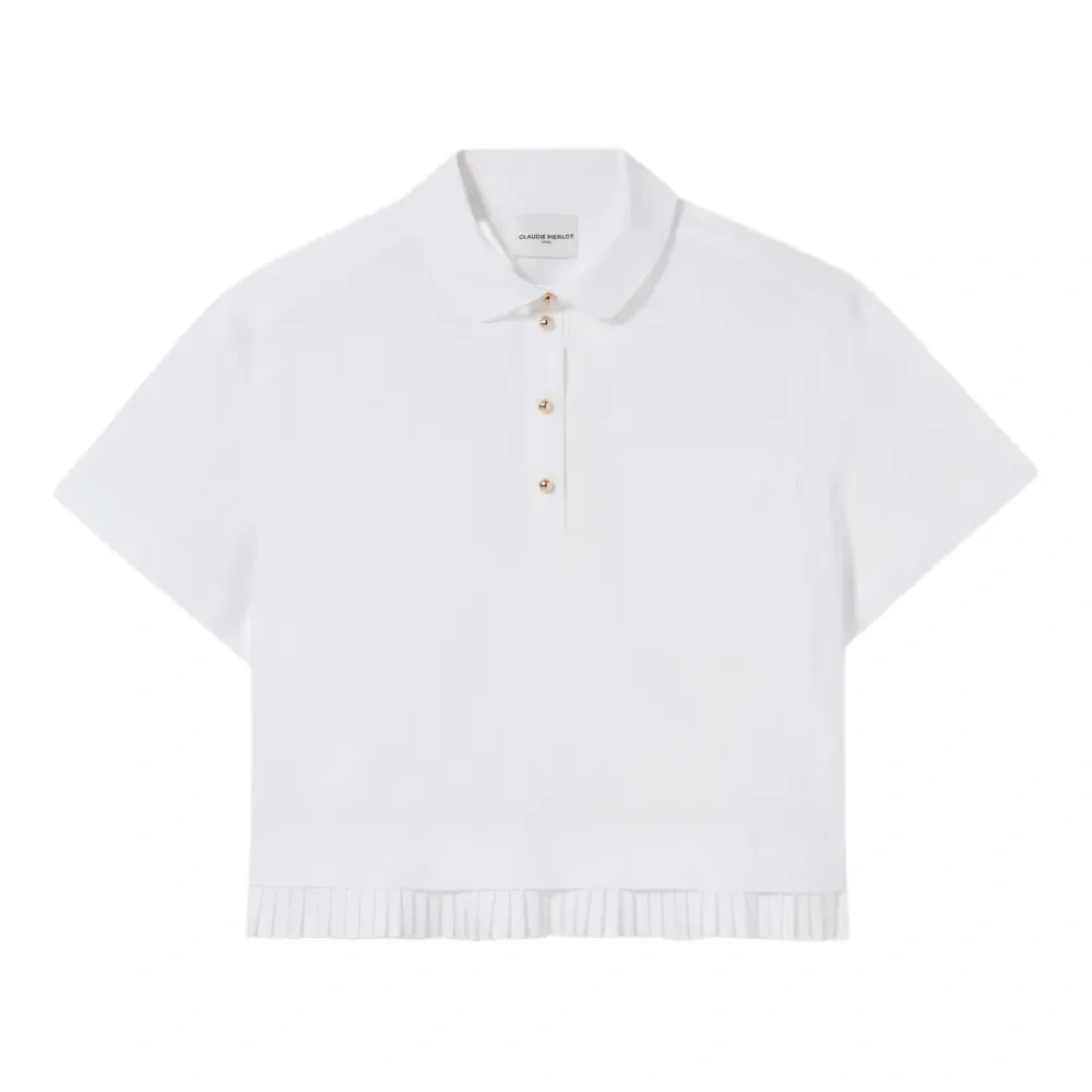 укороченная рубашка поло с оборками