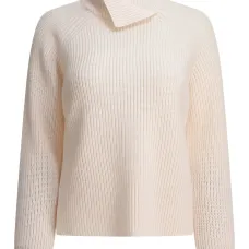 Кашемировый свитер в рубчик с высоким воротником