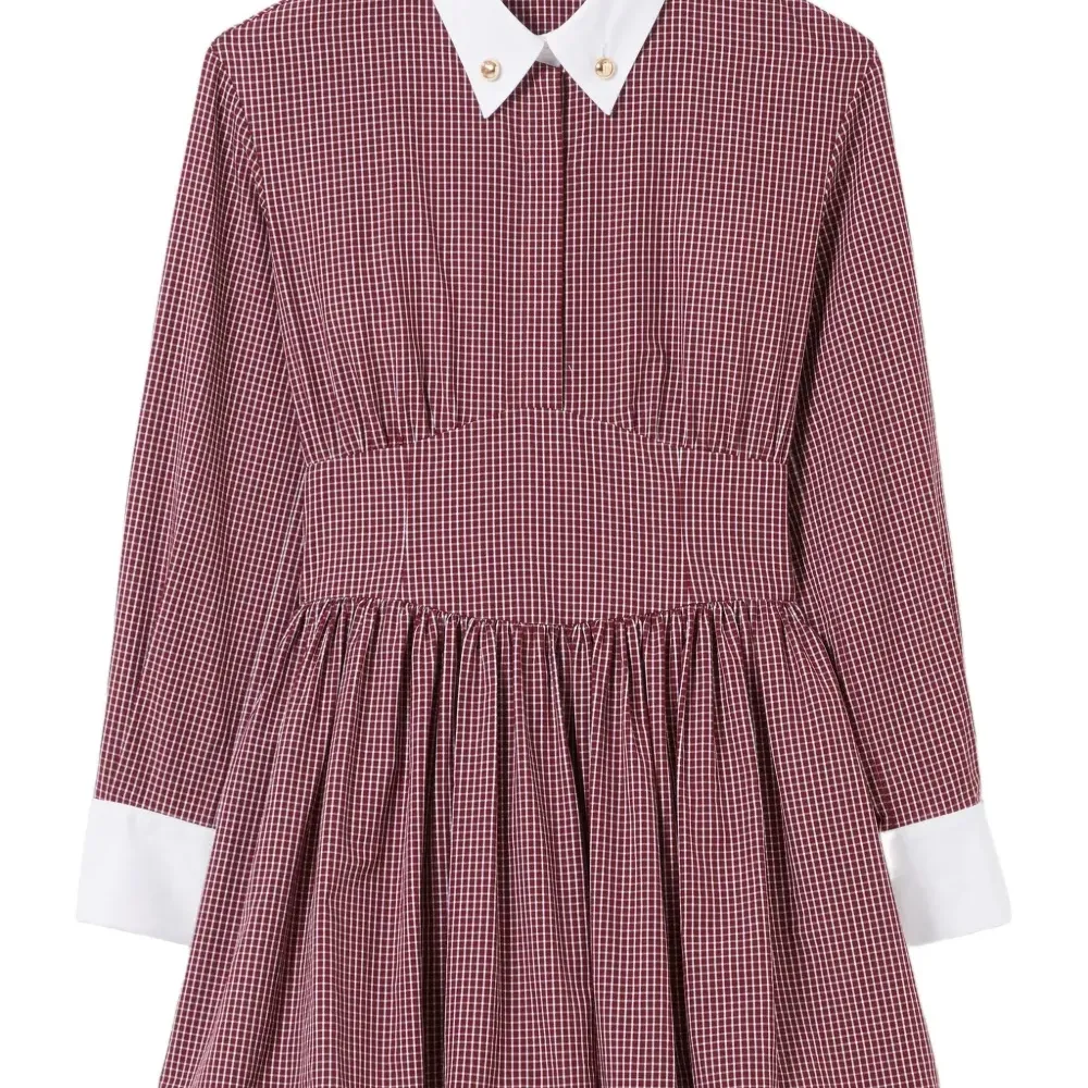 клетчатое платье-рубашка со складками