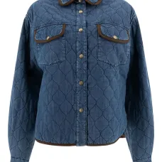 Стеганая джинсовая куртка-рубашка
