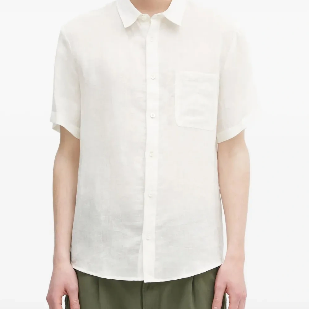 Льняная рубашка с короткими рукавами