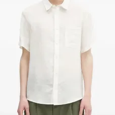 Льняная рубашка с короткими рукавами