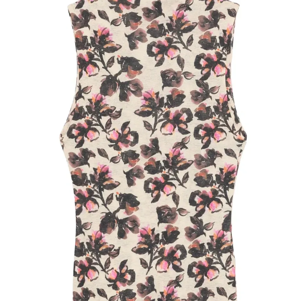 топ с высоким воротником и цветочным принтом