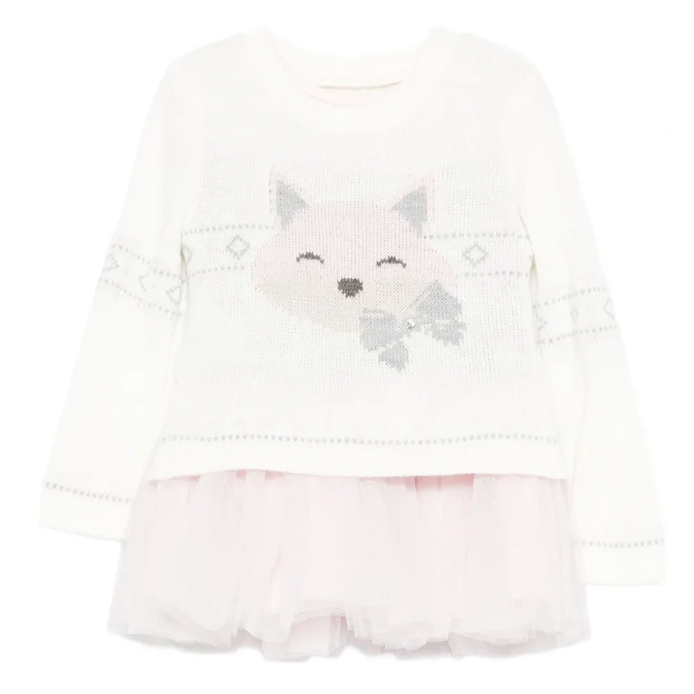 Трикотажное платье с тюлем