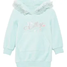 Велюровое платье с оборками на капюшоне