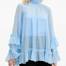 Топ с высоким воротником и оборками Топ с высоким воротником и оборками