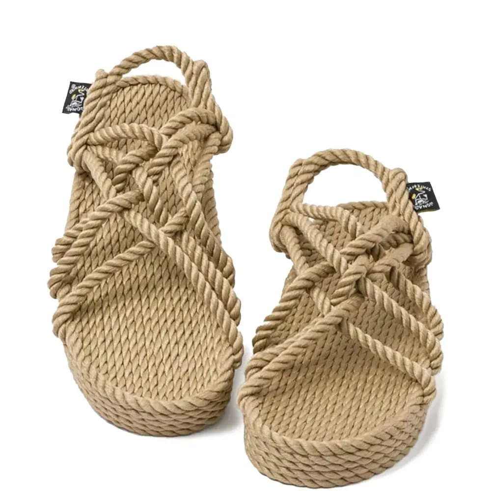 сандалии на веревочной платформе