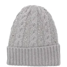 шапка бини фактурной вязки с кристаллами шапка бини фактурной вязки с кристаллами