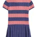 полосатое платье фактурной вязки с воротником поло