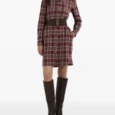 клетчатое платье-рубашка на пуговицах