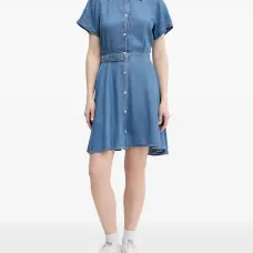 Джинсовое платье-рубашка мини с поясом