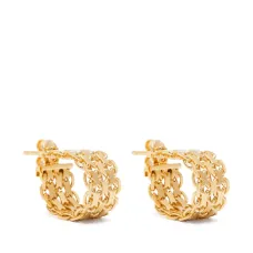 Stud earrings with falling chained hoops Stud earrings with falling chained hoops