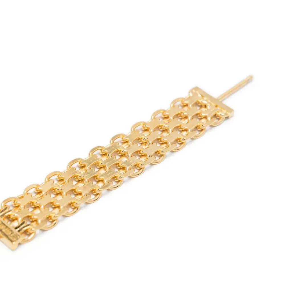 Stud earrings with falling chained hoops