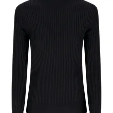 свитер в рубчик с высоким воротником