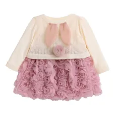 комплект с платьем и цветочной аппликацией