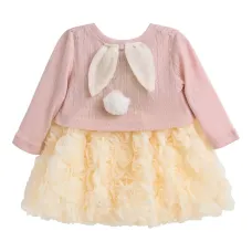 комплект с платьем и цветочной аппликацией