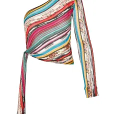 Полосатый топ на одно плечо Полосатый топ на одно плечо