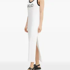 Платье миди с декоративным жемчугом