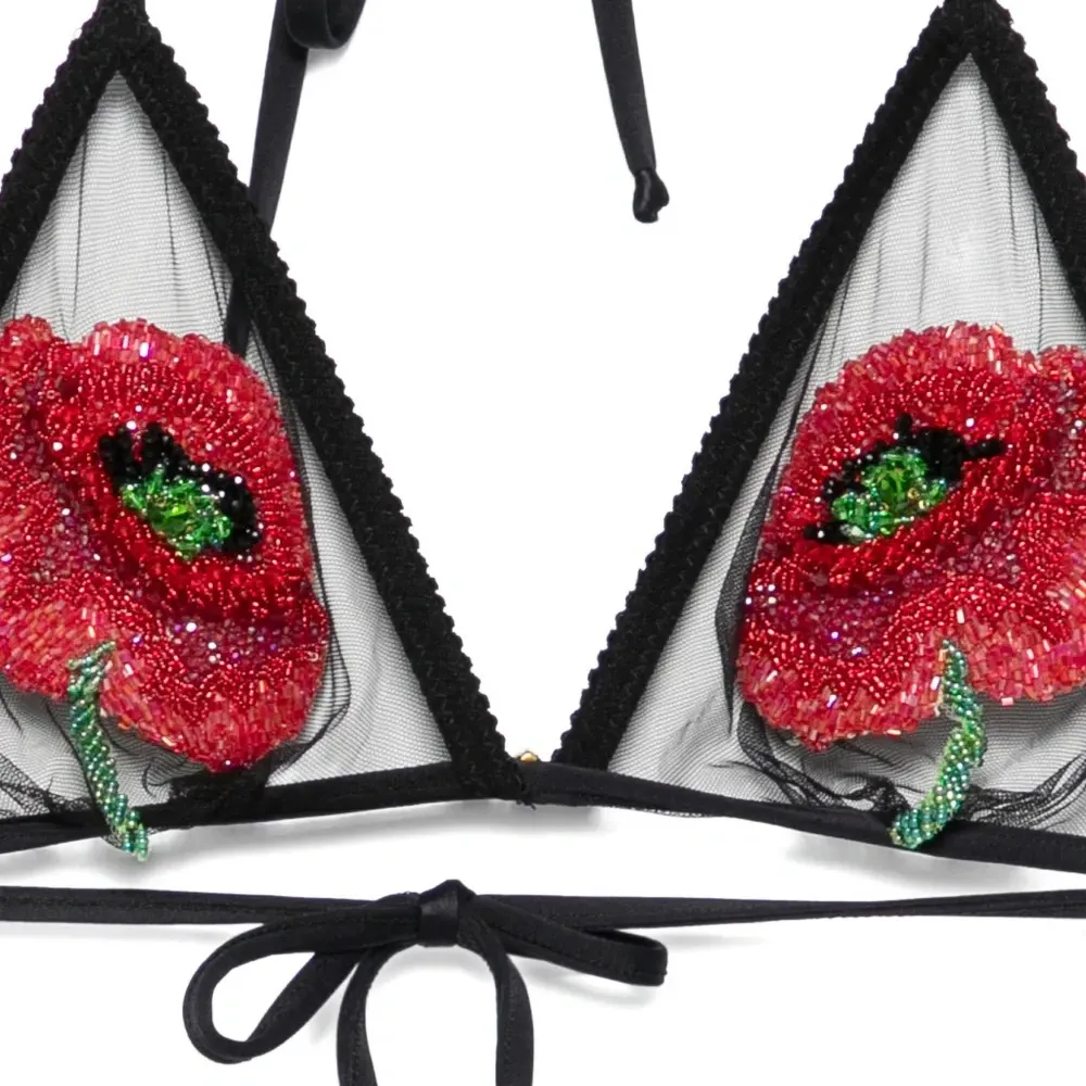 Купальник с цветочным декором из бисера