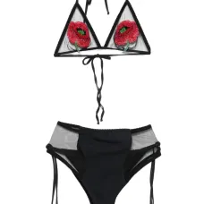 Купальник с цветочным декором из бисера Купальник с цветочным декором из бисера