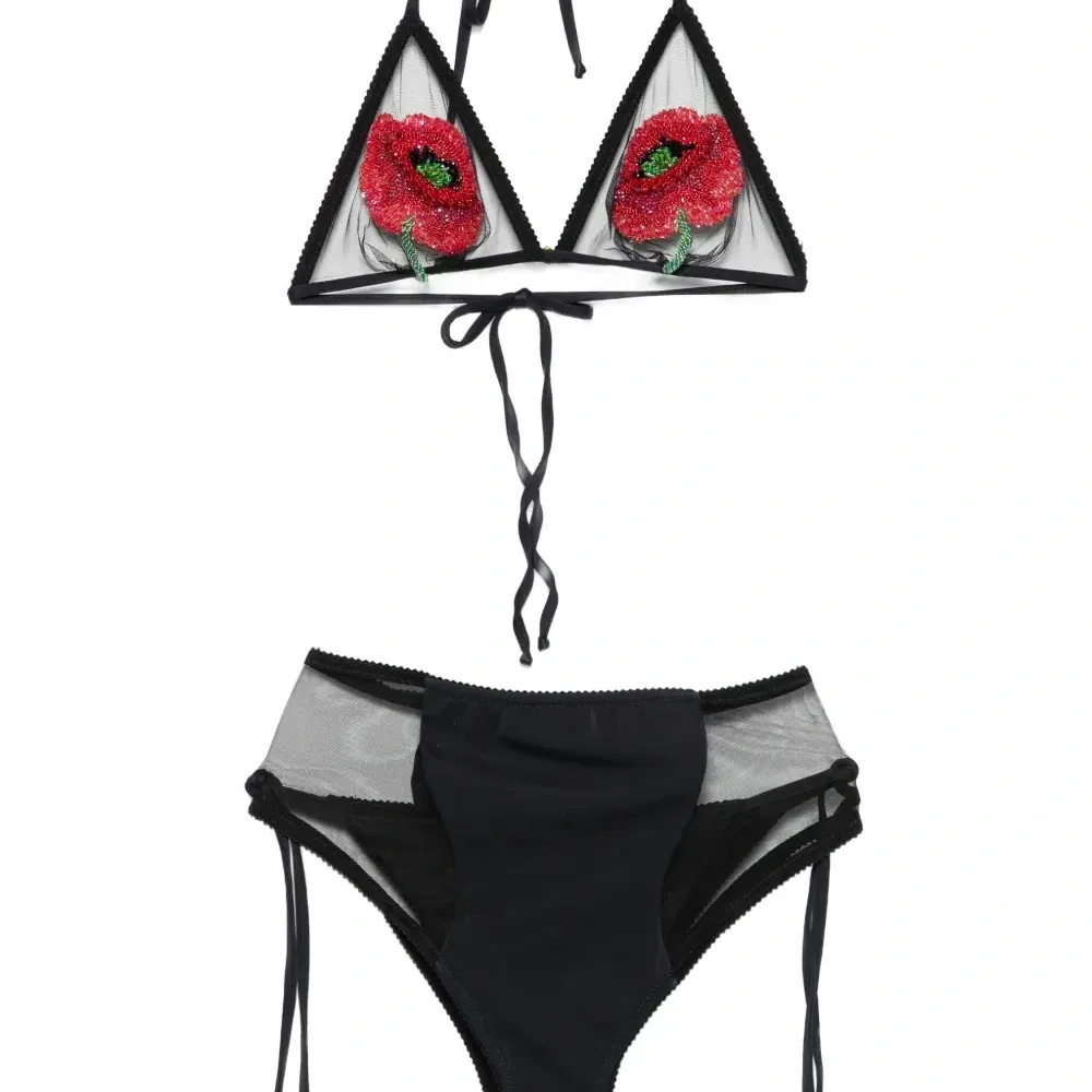 Купальник с цветочным декором из бисера