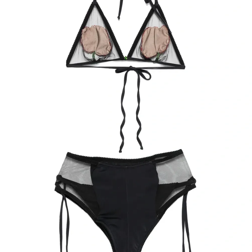 Купальник с цветочным декором из бисера