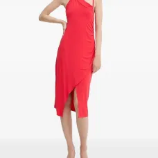 Платье миди с асимметричным вырезом