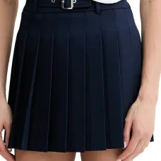 Юбка мини с поясом и складками