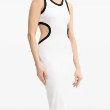 Платье миди в рубчик с вырезами