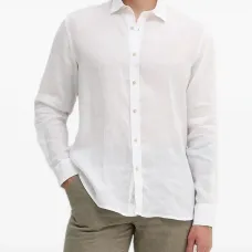 Льняная рубашка с длинными рукавами